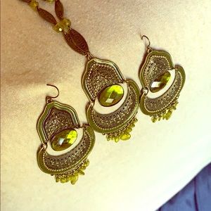 Moroccan green necklace and earrings